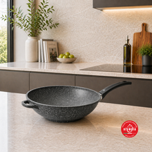 Cargar imagen en el visor de la galería, Wok Hard Cook Alluminio Pressofuso 32 cm - olympia-store.it