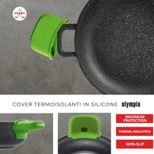 Carica l'immagine nel visualizzatore di Gallery, COVER PER MANIGLIE IN SILICONE VERDE 2 pz - Olympia Italian Premium Cookware